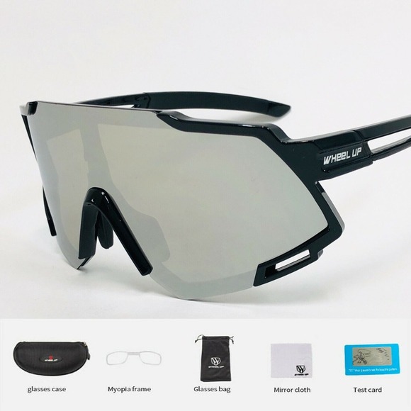 Cycling Sunglasses Polarized Silver Mirror‎ Lens Fishing Running Shield Lentes - Picture 1 of 4